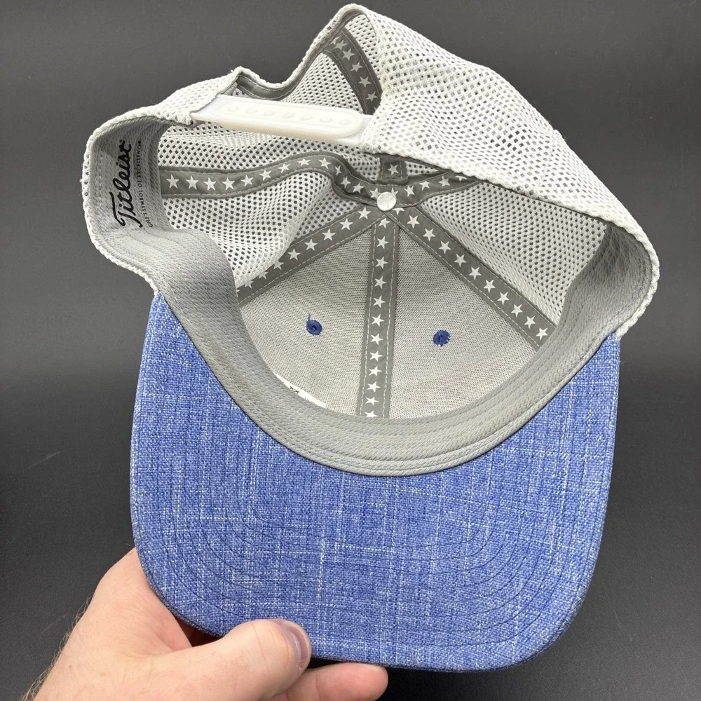 Titleist Performance Golf Hat Men's One Size Blue White Mesh USA Flag Adjustable